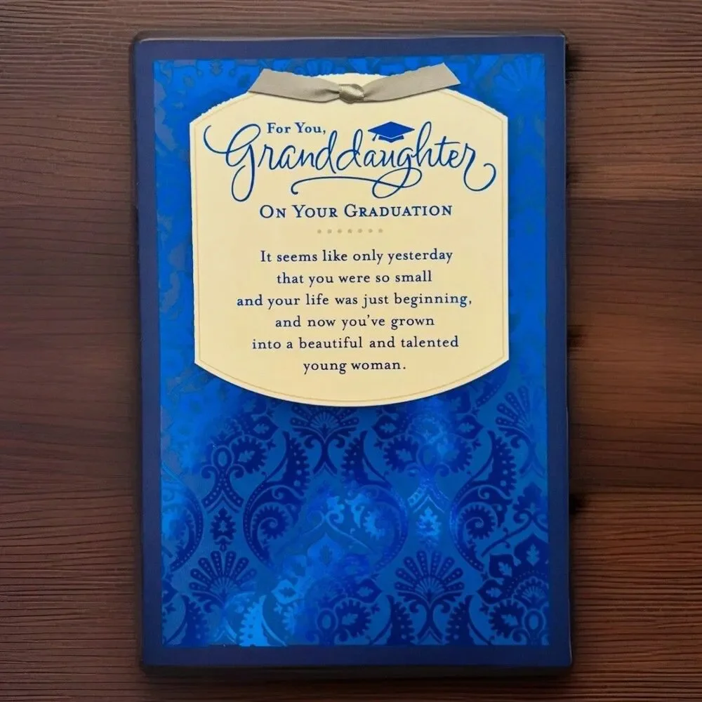 Graduation Card – Granddaughter (Elegant Blue, Unused, With Envelope)